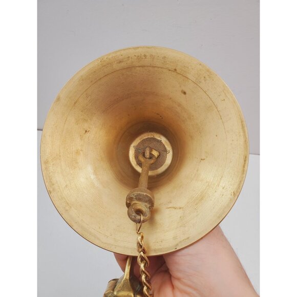Large Vintage Brass Dinner Bell Wall Mount Decor - Brass Bell , Brass Bell - Picture 9 of 10